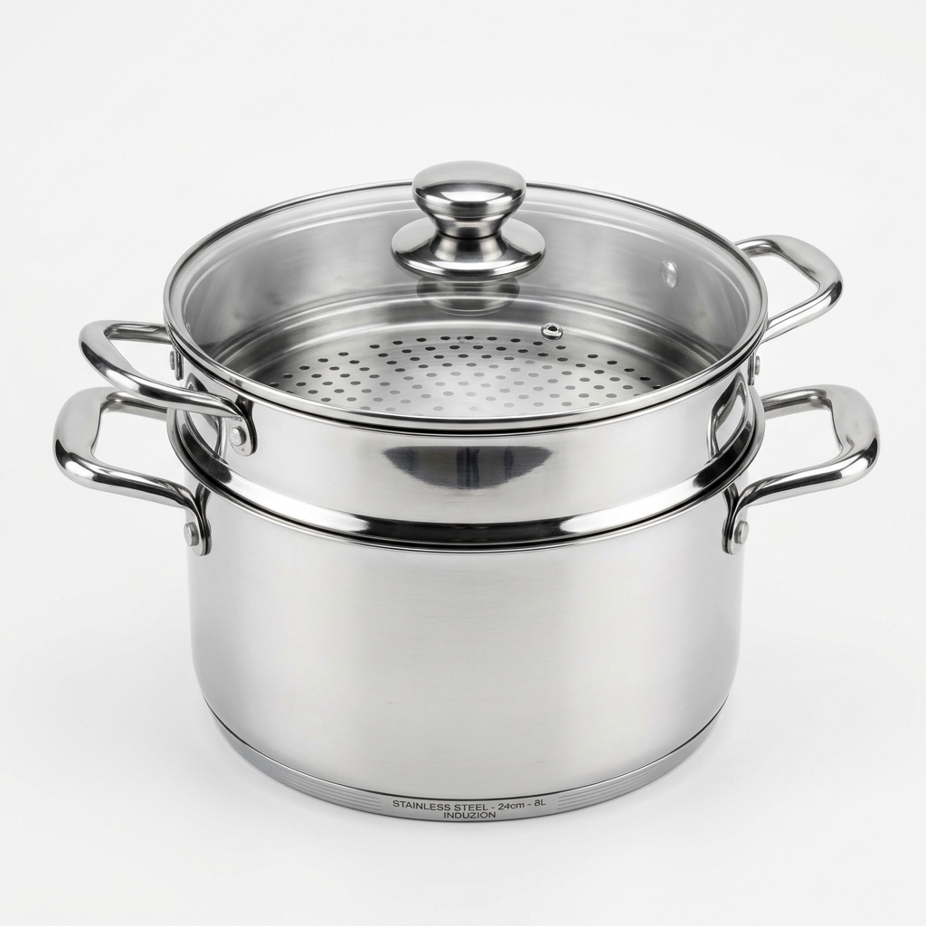 Deep Stockpot with Steamer Insert - 24cm